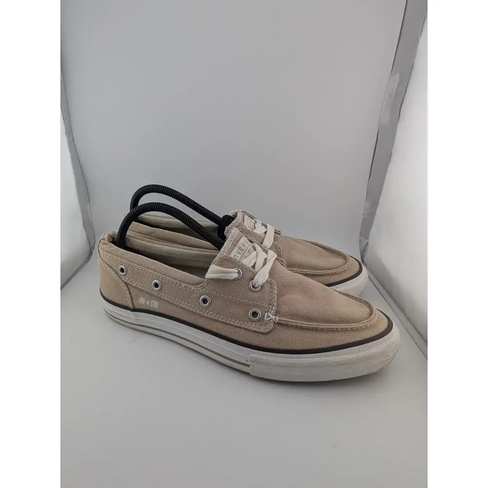 Converse One Star Men's Size 8 Boat Shoes Beige Canvas Tan Loafers